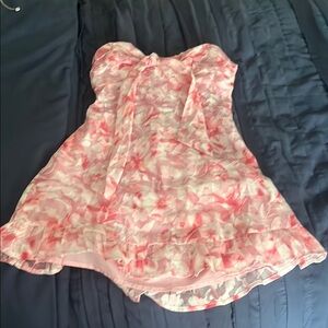 Hello Molly Pink and White Strapless Dress